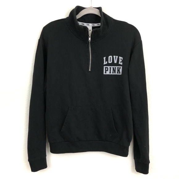 PINK Victoria's Secret Sweaters - PINK Victoria’s Secret Black Quarter Zip Sweater